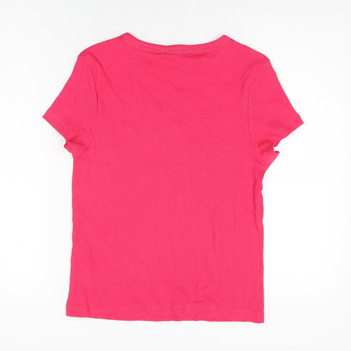 Marks and Spencer Womens Pink Cotton Basic T-Shirt Size 14 Round Neck