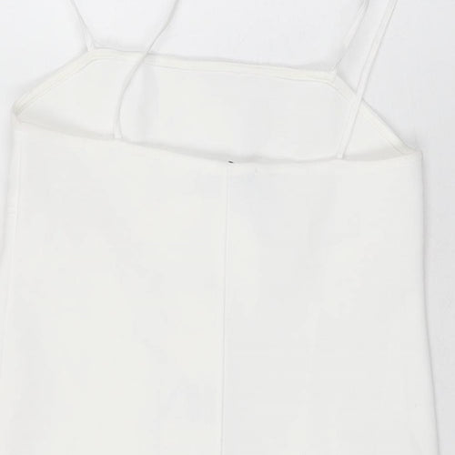 Zara Womens White Polyester Mini Size S Square Neck Pullover