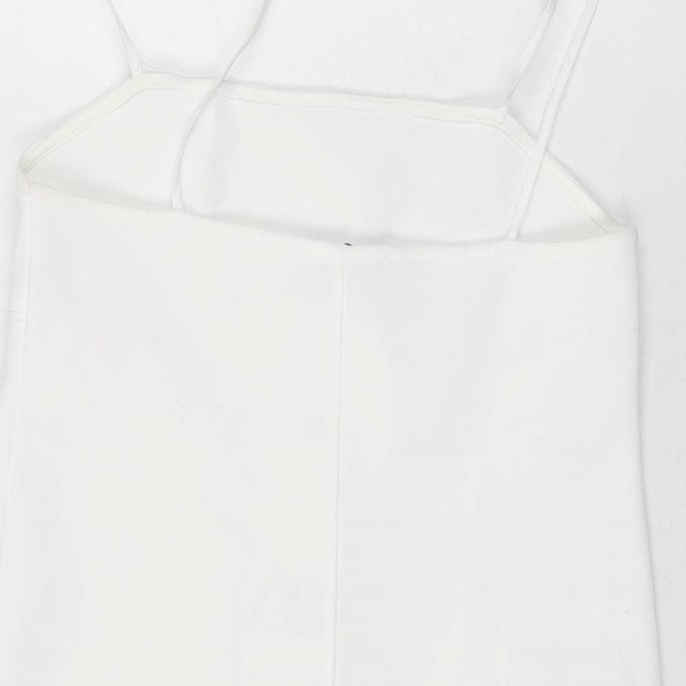 Zara Womens White Polyester Mini Size S Square Neck Pullover