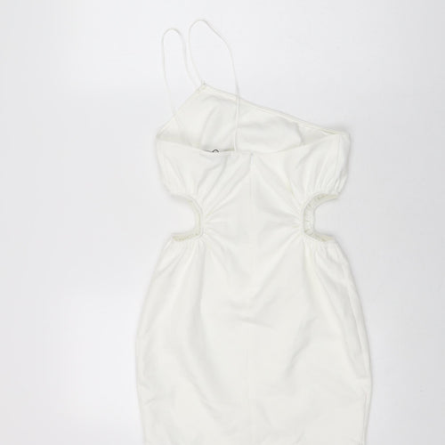 Zara Womens White Polyester Mini Size XS One Shoulder Zip