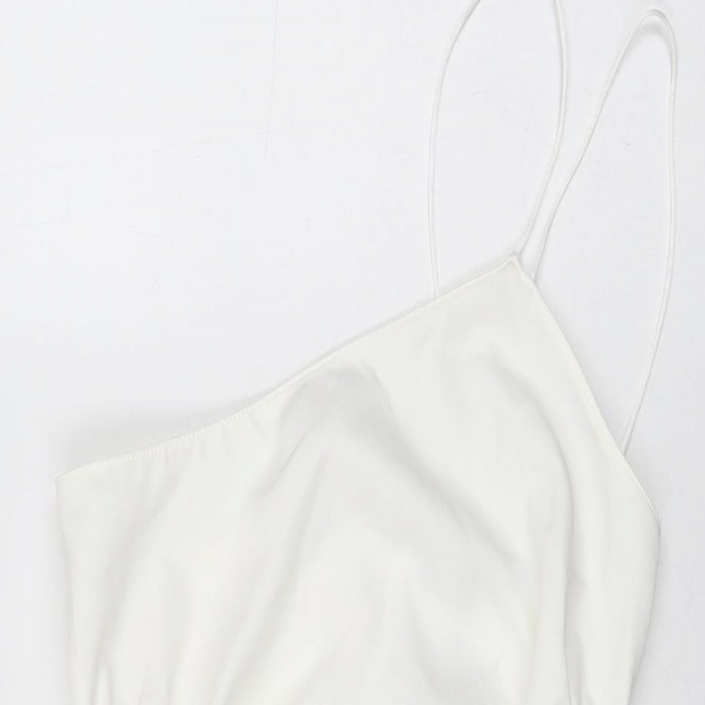 Zara Womens White Polyester Mini Size XS One Shoulder Zip