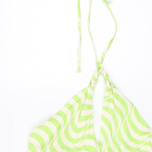 Zara Womens Green Geometric Viscose Mini Size S Halter Zip