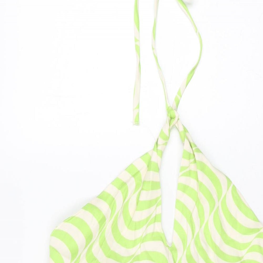 Zara Womens Green Geometric Viscose Mini Size S Halter Zip