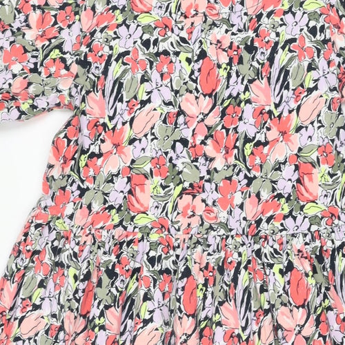 John Lewis Girls Multicoloured Floral Cotton A-Line Size 10 Years Round Neck Button