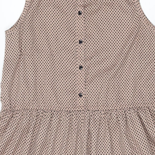 Anmol Womens Pink Polka Dot Polyester A-Line Size 10 Round Neck Button