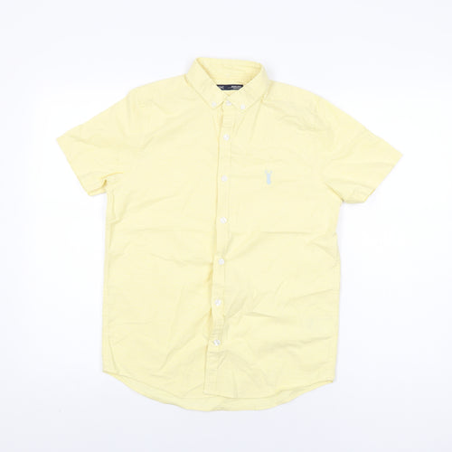 NEXT Boys Yellow Cotton Basic Button-Up Size 12 Years Collared Button