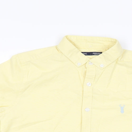 NEXT Boys Yellow Cotton Basic Button-Up Size 12 Years Collared Button