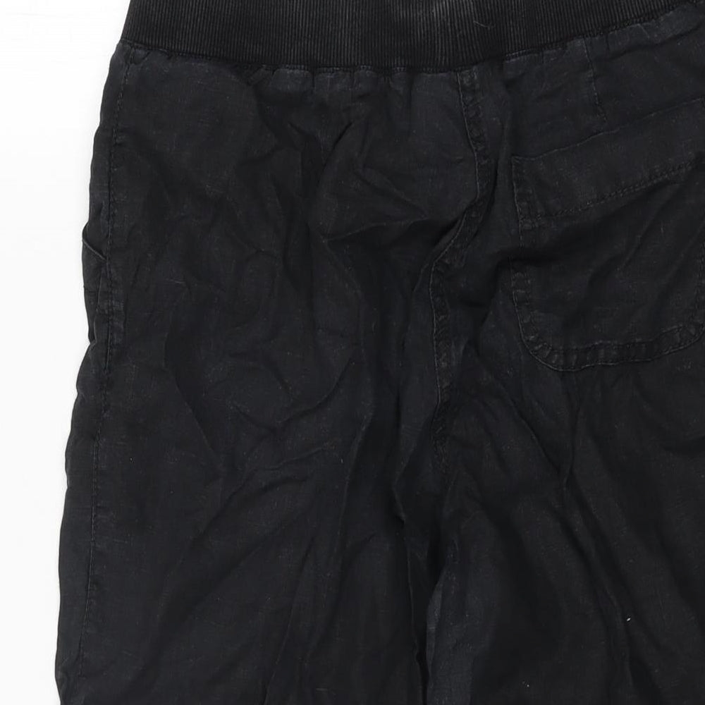 Wallis Womens Black Linen Cropped Trousers Size 10 L21.5 in Regular Zip