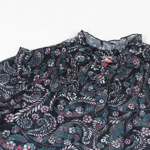 Joe Browns Womens Blue Floral Polyester Basic Blouse Size 10 Round Neck