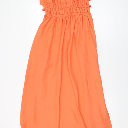 Missguided Womens Orange Polyester Maxi Size 8 Square Neck Pullover