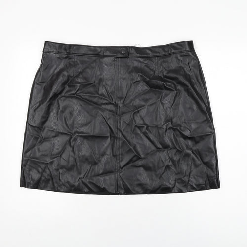 Marks and Spencer Womens Black Polyurethane Mini Skirt Size 20 Zip