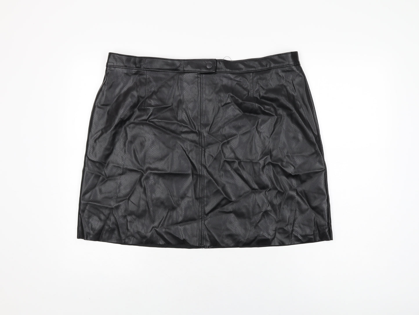 Marks and Spencer Womens Black Polyurethane Mini Skirt Size 20 Zip