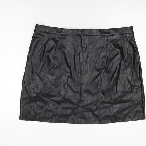 Marks and Spencer Womens Black Polyurethane Mini Skirt Size 20 Zip