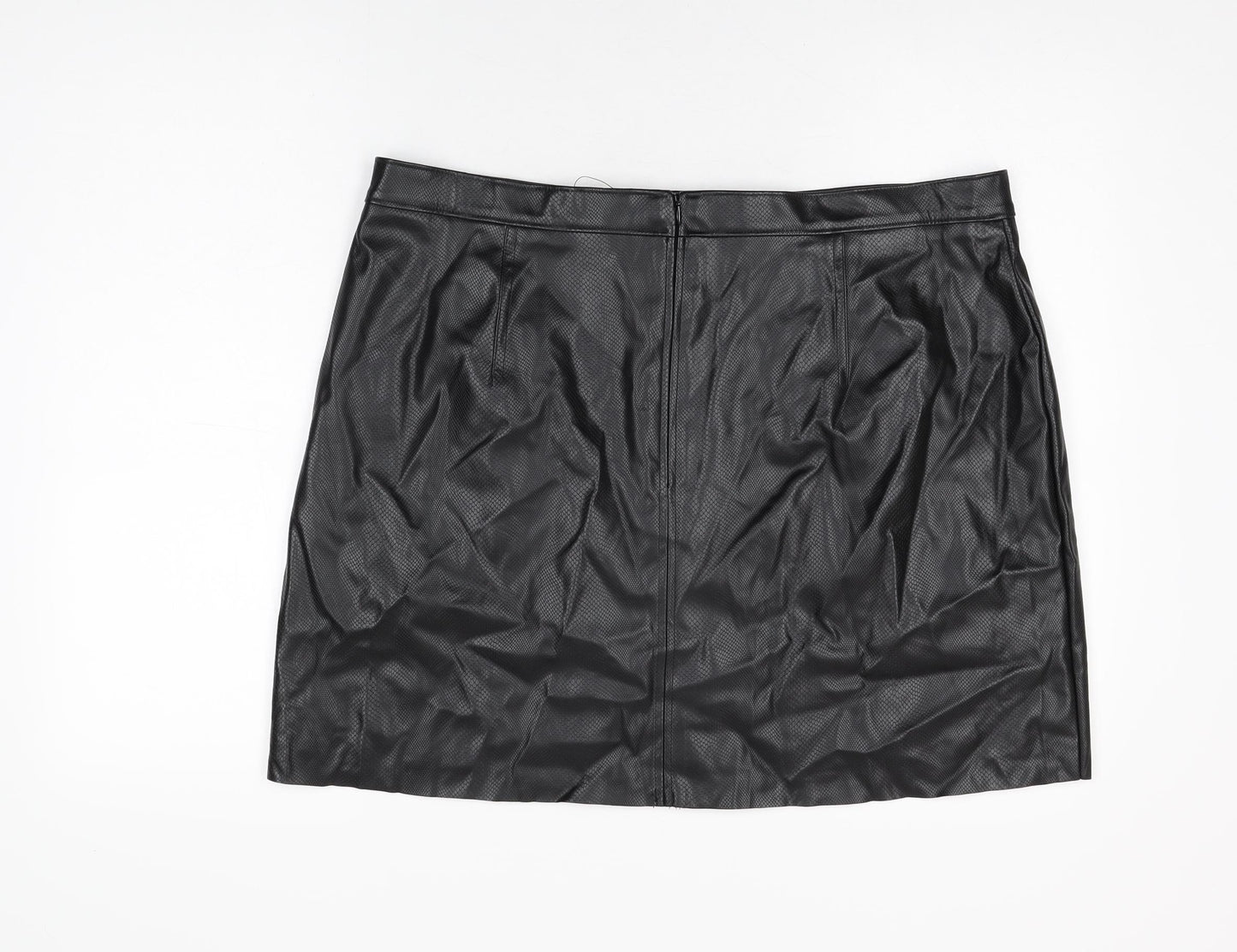 Marks and Spencer Womens Black Polyurethane Mini Skirt Size 20 Zip