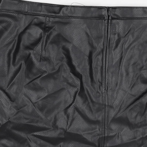 Marks and Spencer Womens Black Polyurethane Mini Skirt Size 20 Zip