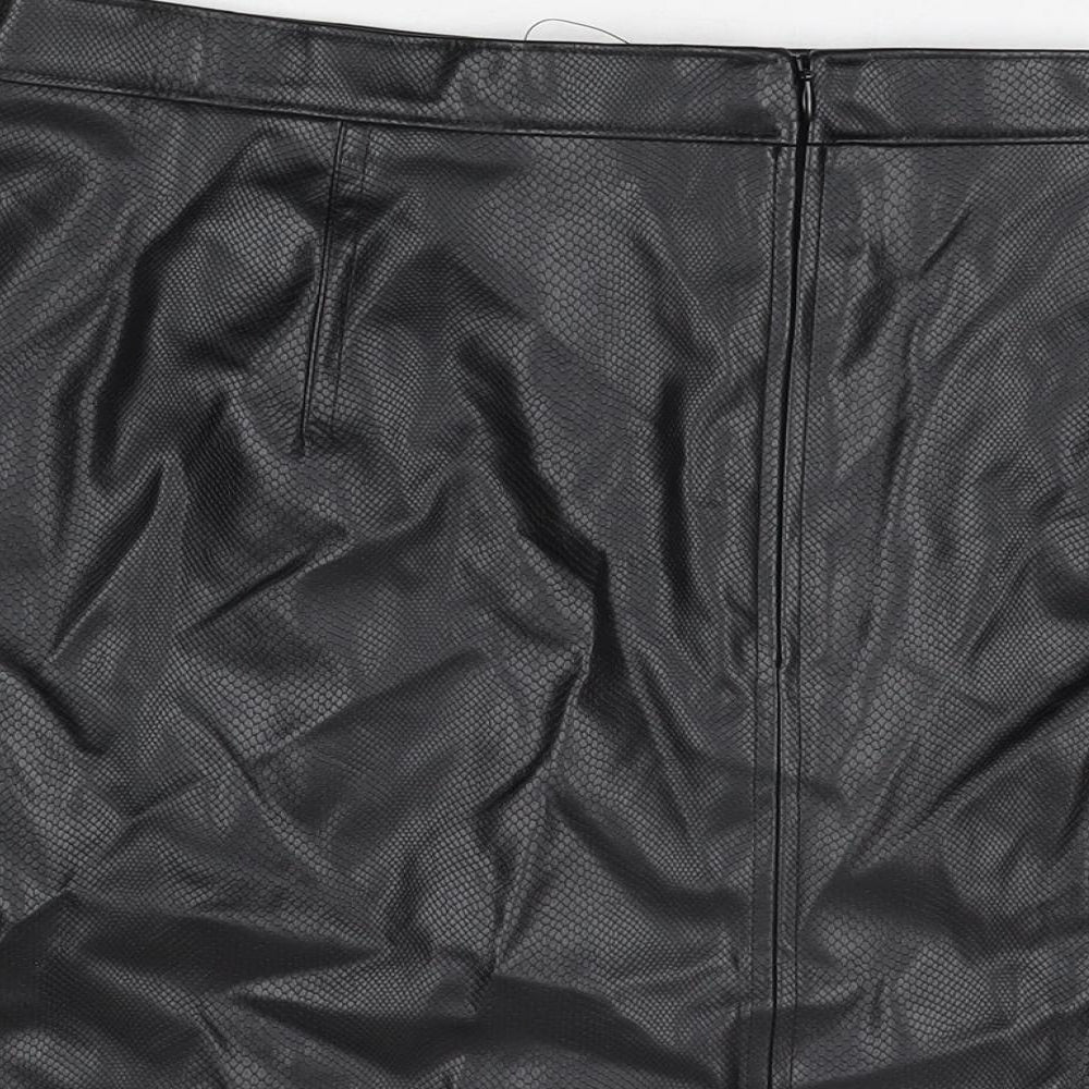 Marks and Spencer Womens Black Polyurethane Mini Skirt Size 20 Zip