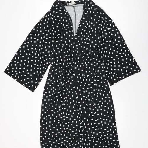 ASOS Womens Black Polka Dot Polyester Shift Size 12 V-Neck Pullover