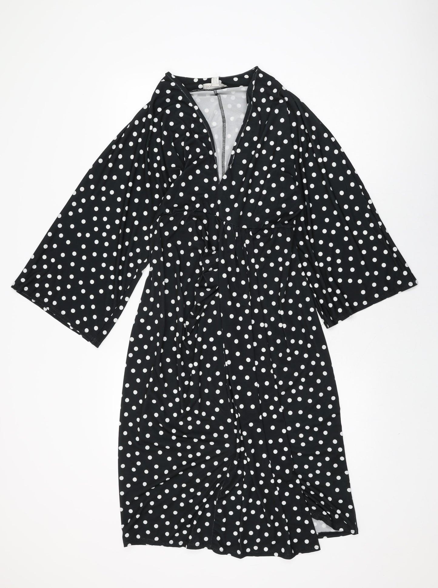 ASOS Womens Black Polka Dot Polyester Shift Size 12 V-Neck Pullover