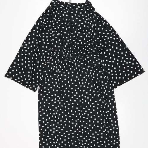 ASOS Womens Black Polka Dot Polyester Shift Size 12 V-Neck Pullover