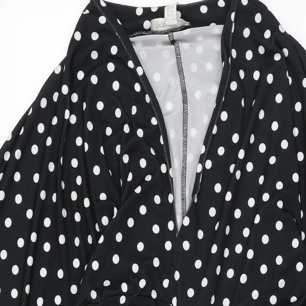 ASOS Womens Black Polka Dot Polyester Shift Size 12 V-Neck Pullover