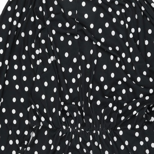 ASOS Womens Black Polka Dot Polyester Shift Size 12 V-Neck Pullover