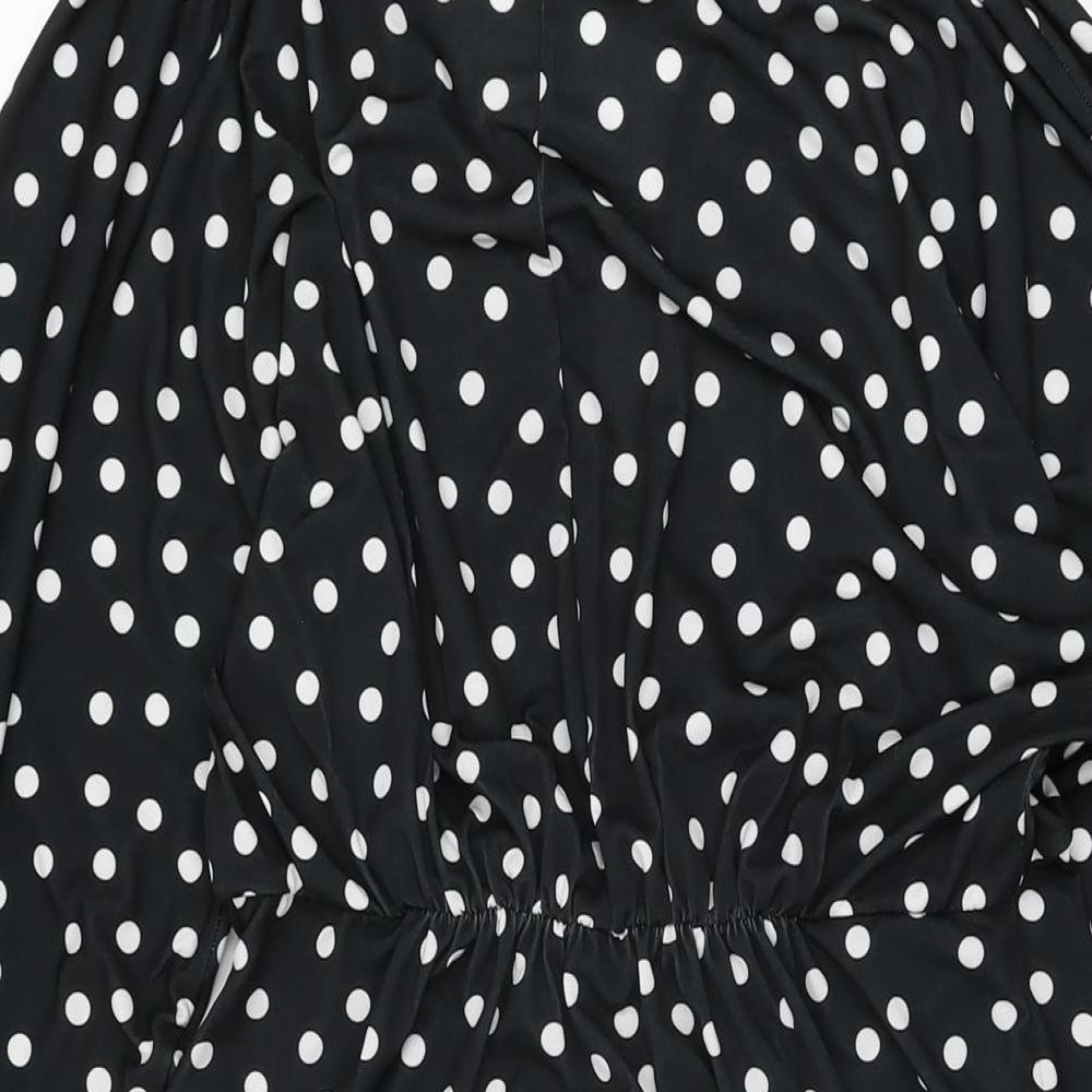 ASOS Womens Black Polka Dot Polyester Shift Size 12 V-Neck Pullover