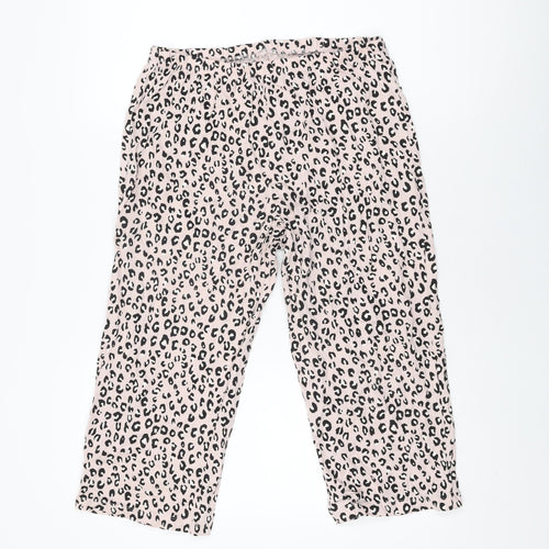 Marks and Spencer Womens Pink Animal Print Cotton Top Pyjama Pants Size M