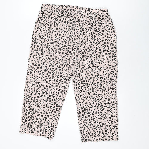 Marks and Spencer Womens Pink Animal Print Cotton Top Pyjama Pants Size M