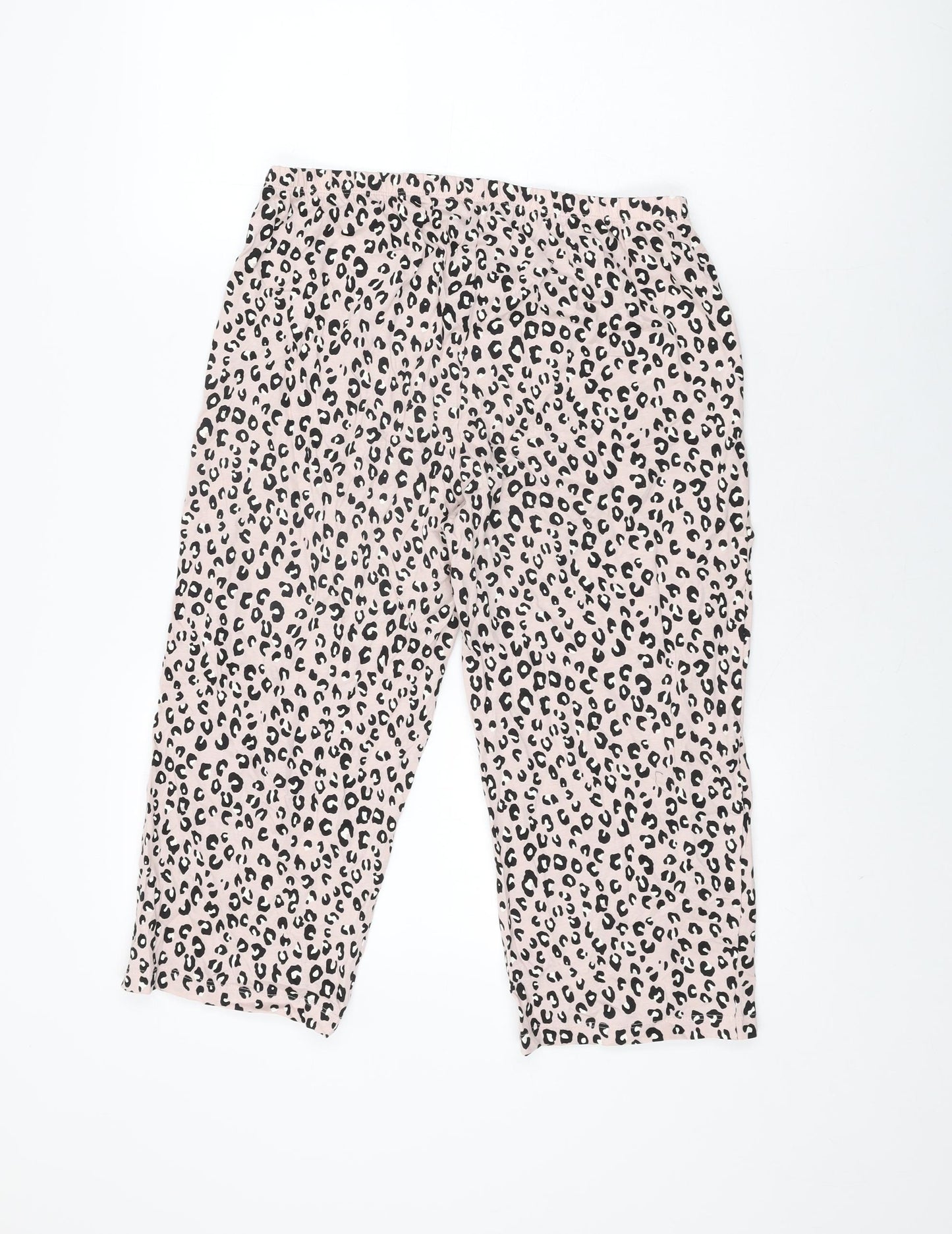 Marks and Spencer Womens Pink Animal Print Cotton Top Pyjama Pants Size M