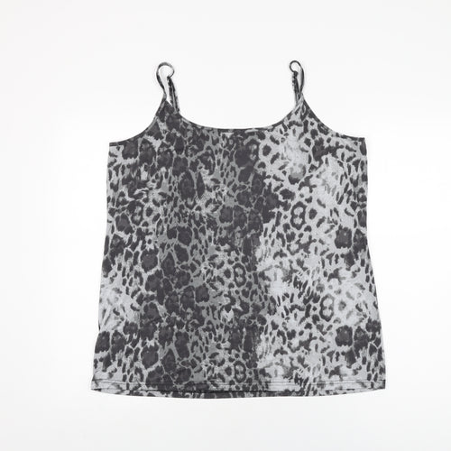 NEXT Womens Grey Animal Print Nylon Camisole T-Shirt Size 22 Scoop Neck