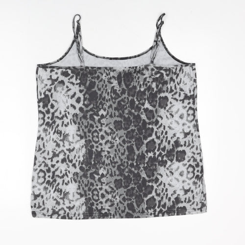 NEXT Womens Grey Animal Print Nylon Camisole T-Shirt Size 22 Scoop Neck