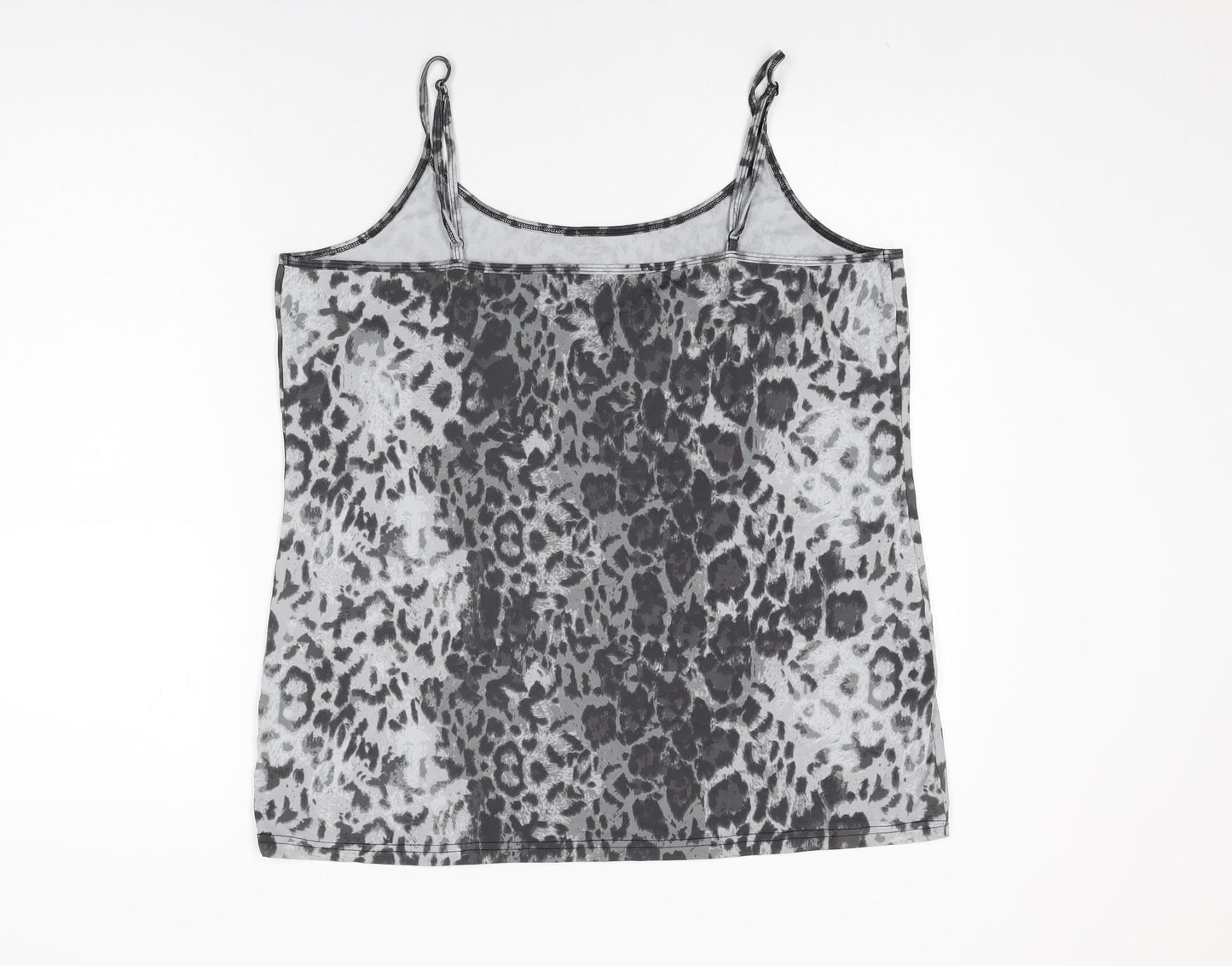 NEXT Womens Grey Animal Print Nylon Camisole T-Shirt Size 22 Scoop Neck