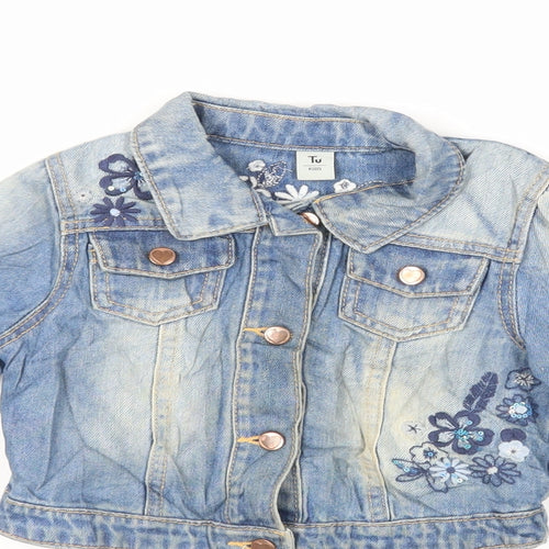 TU Girls Blue Jacket Size 2-3 Years Button - Embroidered