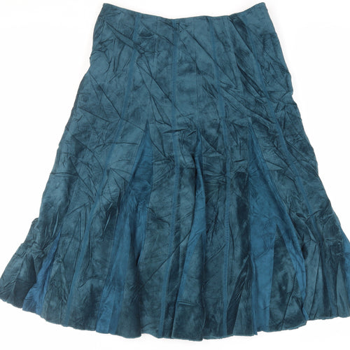 Per Una Womens Green Cotton Flare Skirt Size 12 Zip