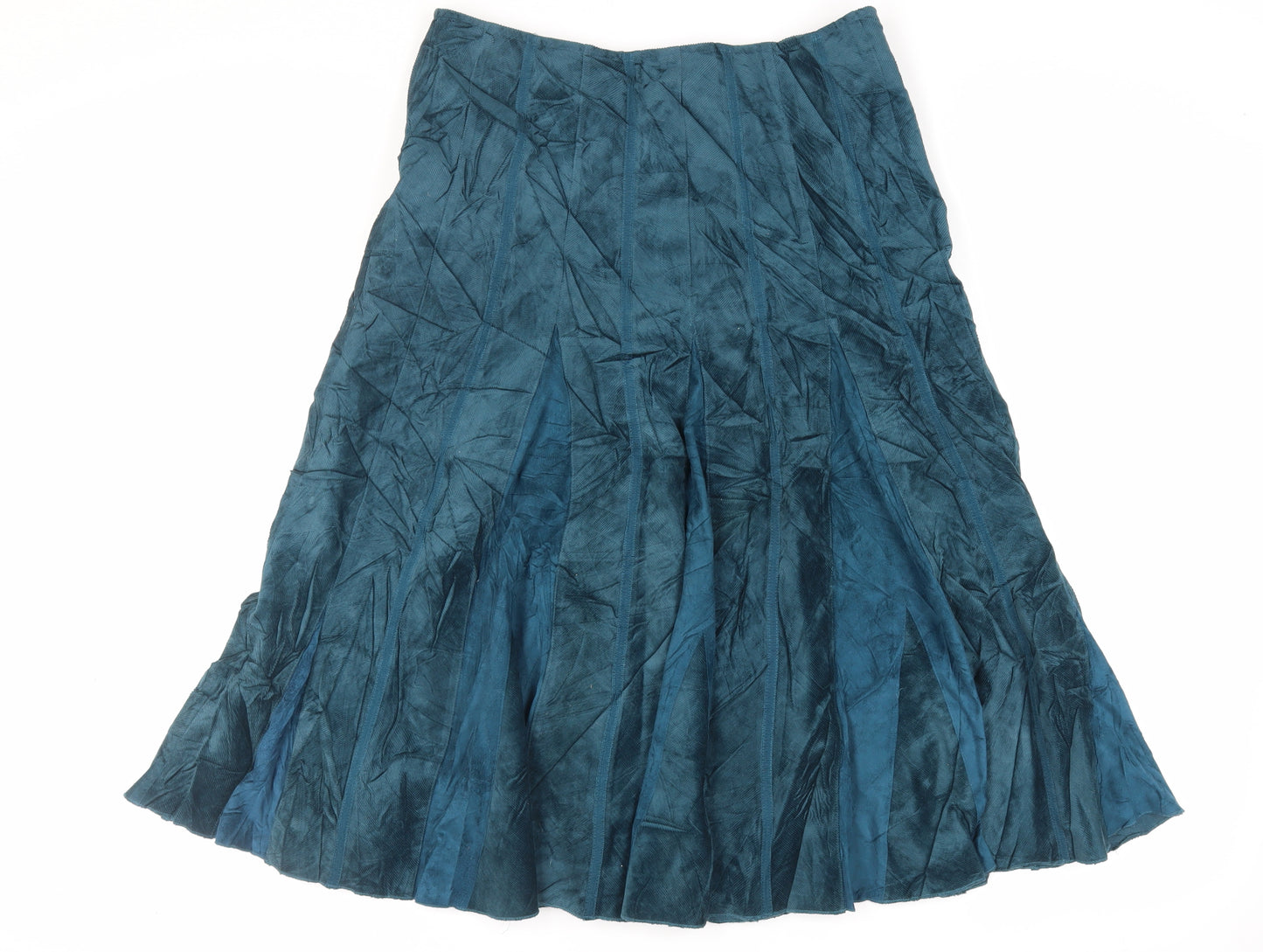 Per Una Womens Green Cotton Flare Skirt Size 12 Zip