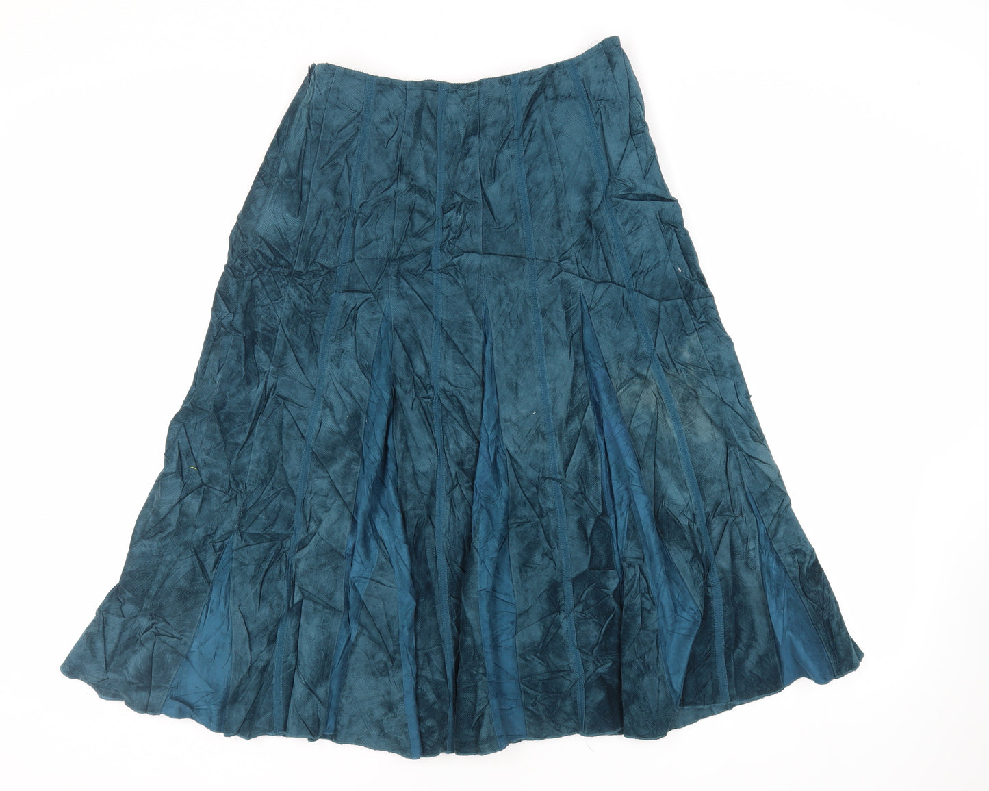 Per Una Womens Green Cotton Flare Skirt Size 12 Zip