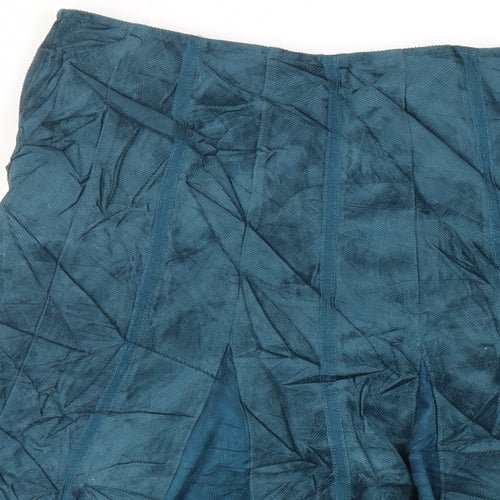 Per Una Womens Green Cotton Flare Skirt Size 12 Zip