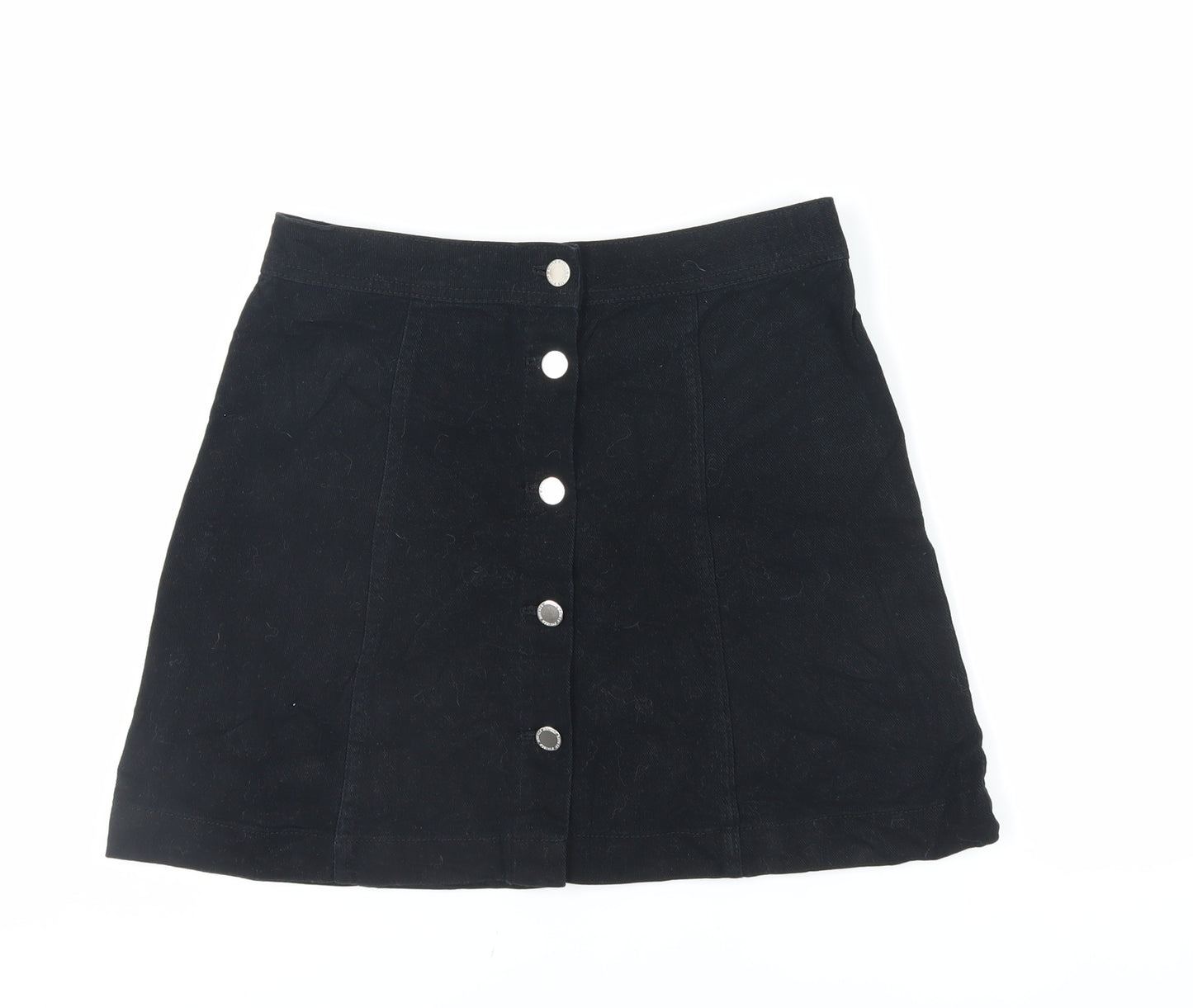 Divided by H&M Womens Black Cotton Mini Skirt Size 8 Button