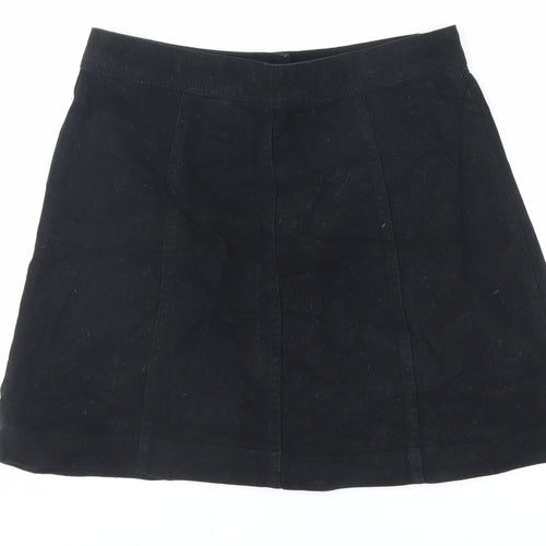 Divided by H&M Womens Black Cotton Mini Skirt Size 8 Button