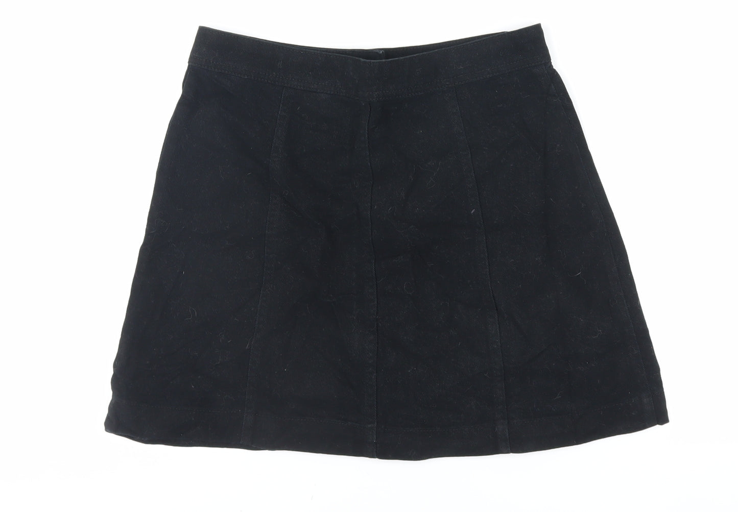 Divided by H&M Womens Black Cotton Mini Skirt Size 8 Button