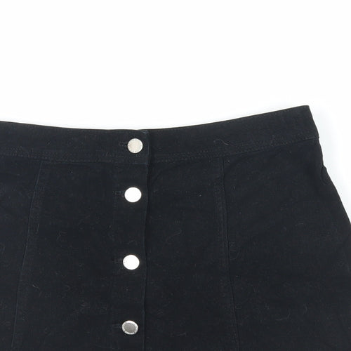 Divided by H&M Womens Black Cotton Mini Skirt Size 8 Button