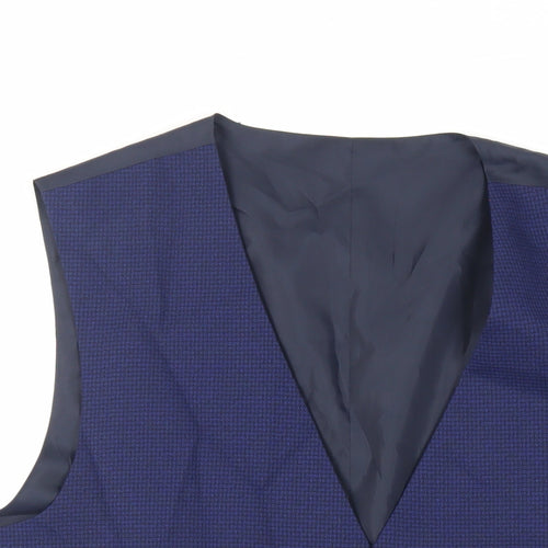 Debenhams Mens Blue Geometric Polyester Jacket Suit Waistcoat Size 48 Regular