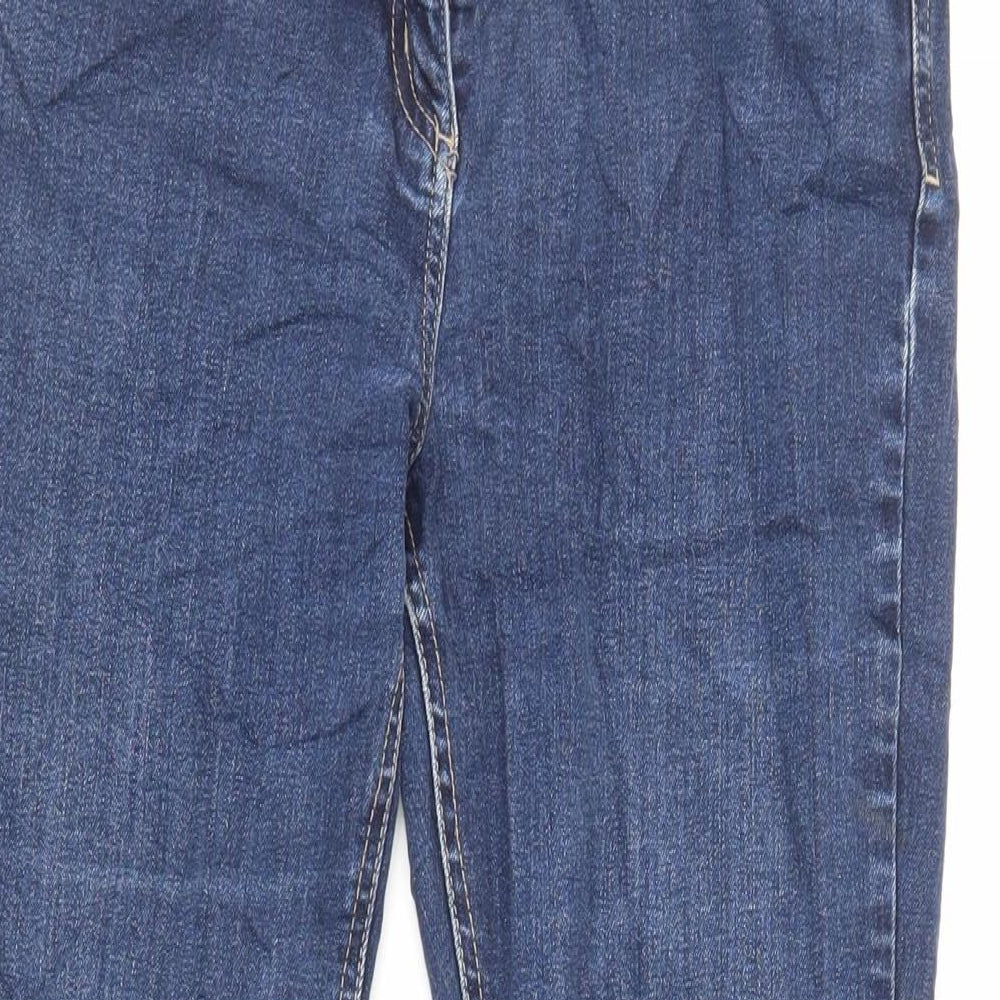 Marks and Spencer Womens Blue Cotton Straight Jeans Size 12 L32 in Regular Zip