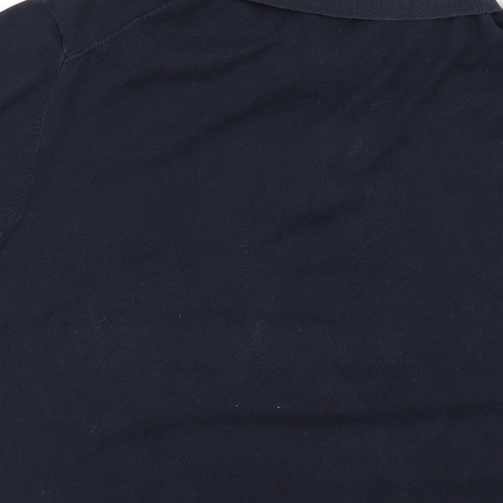 Autograph Mens Blue Silk Polo Size L Collared Button