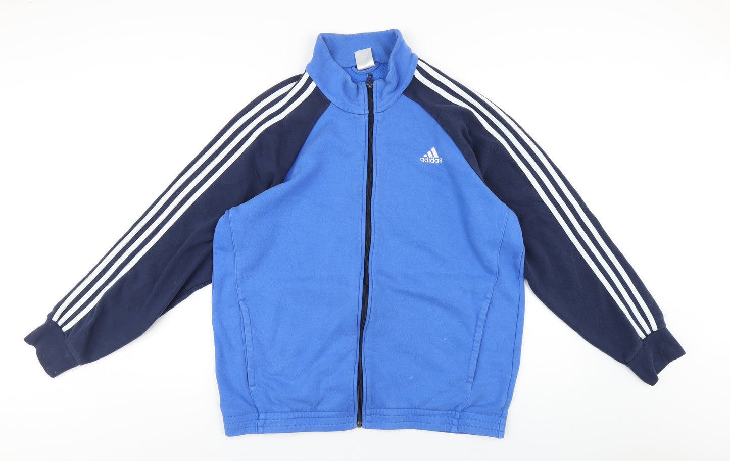 adidas Mens Blue Cotton Full Zip Sweatshirt Size XL