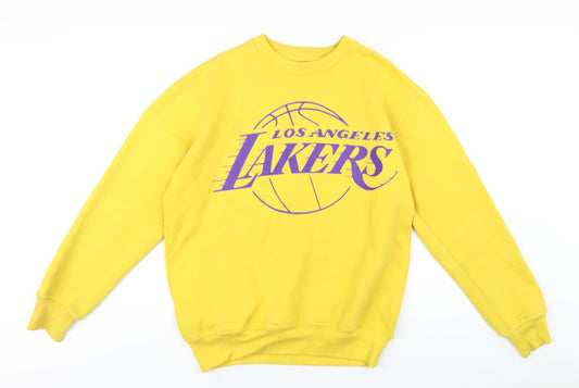 Lakers Mens Yellow Polyester Pullover Sweatshirt Size L