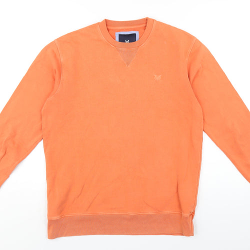 Crew Clothing Mens Orange Cotton Pullover Sweatshirt Size S