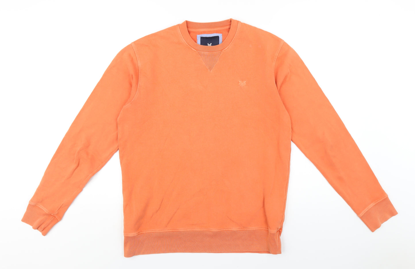 Crew Clothing Mens Orange Cotton Pullover Sweatshirt Size S