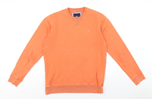 Crew Clothing Mens Orange Cotton Pullover Sweatshirt Size S