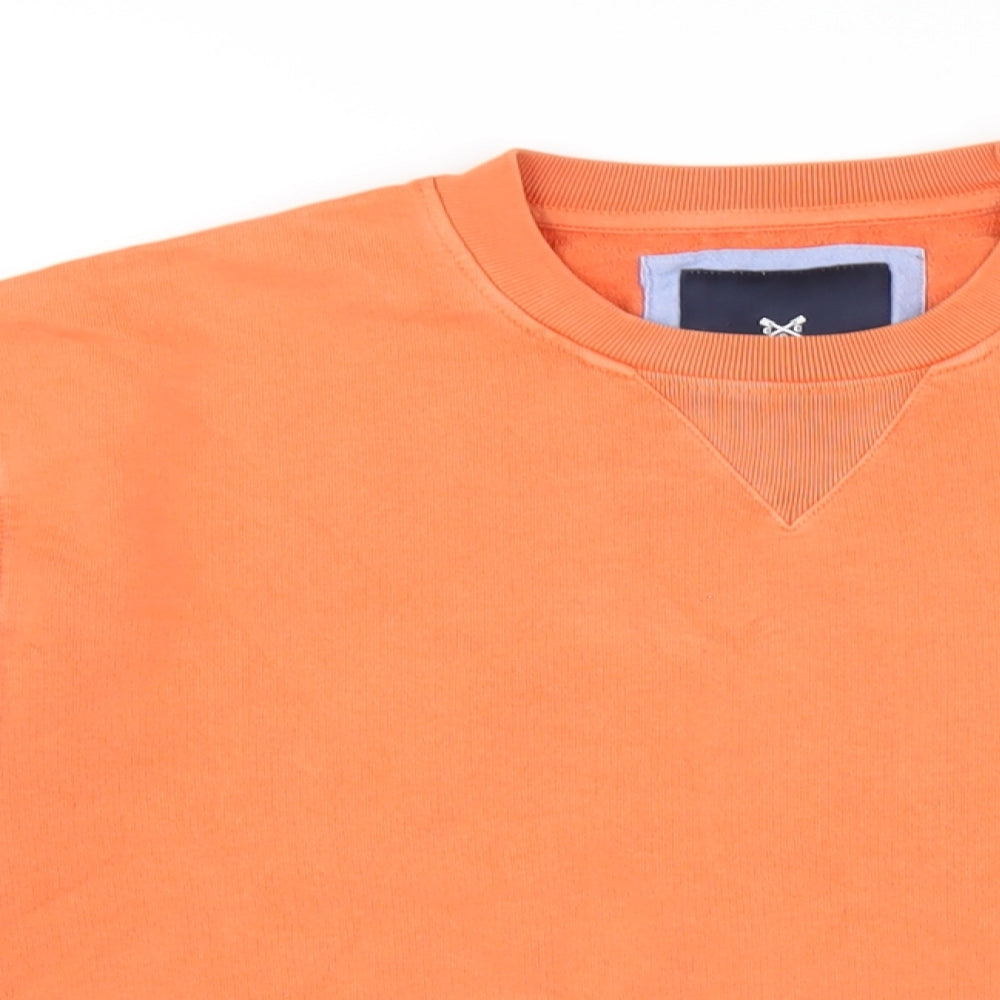 Crew Clothing Mens Orange Cotton Pullover Sweatshirt Size S